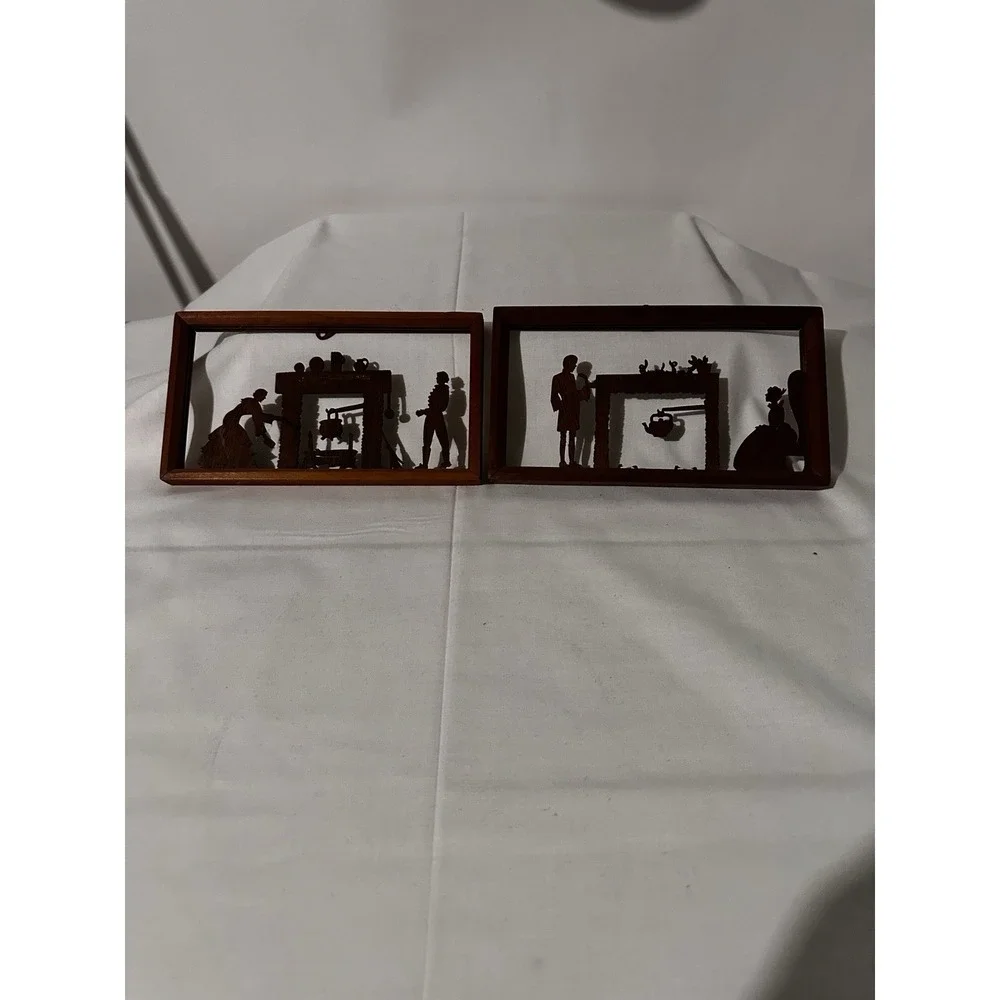 Wood  Wall Plaques Hand Made Vintage 1800's Farm Depiction's‎ 5x9